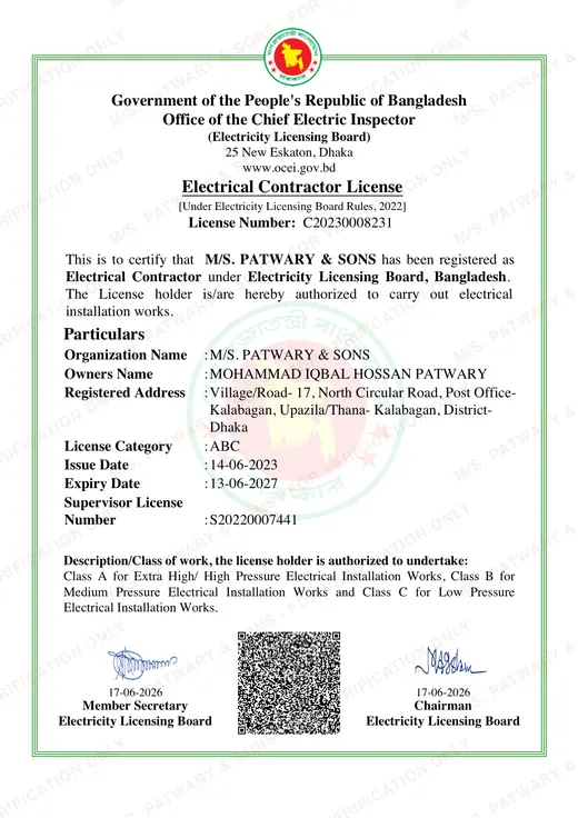 Electrical Contractor Licence (ABC) — Electricity Licensing Board